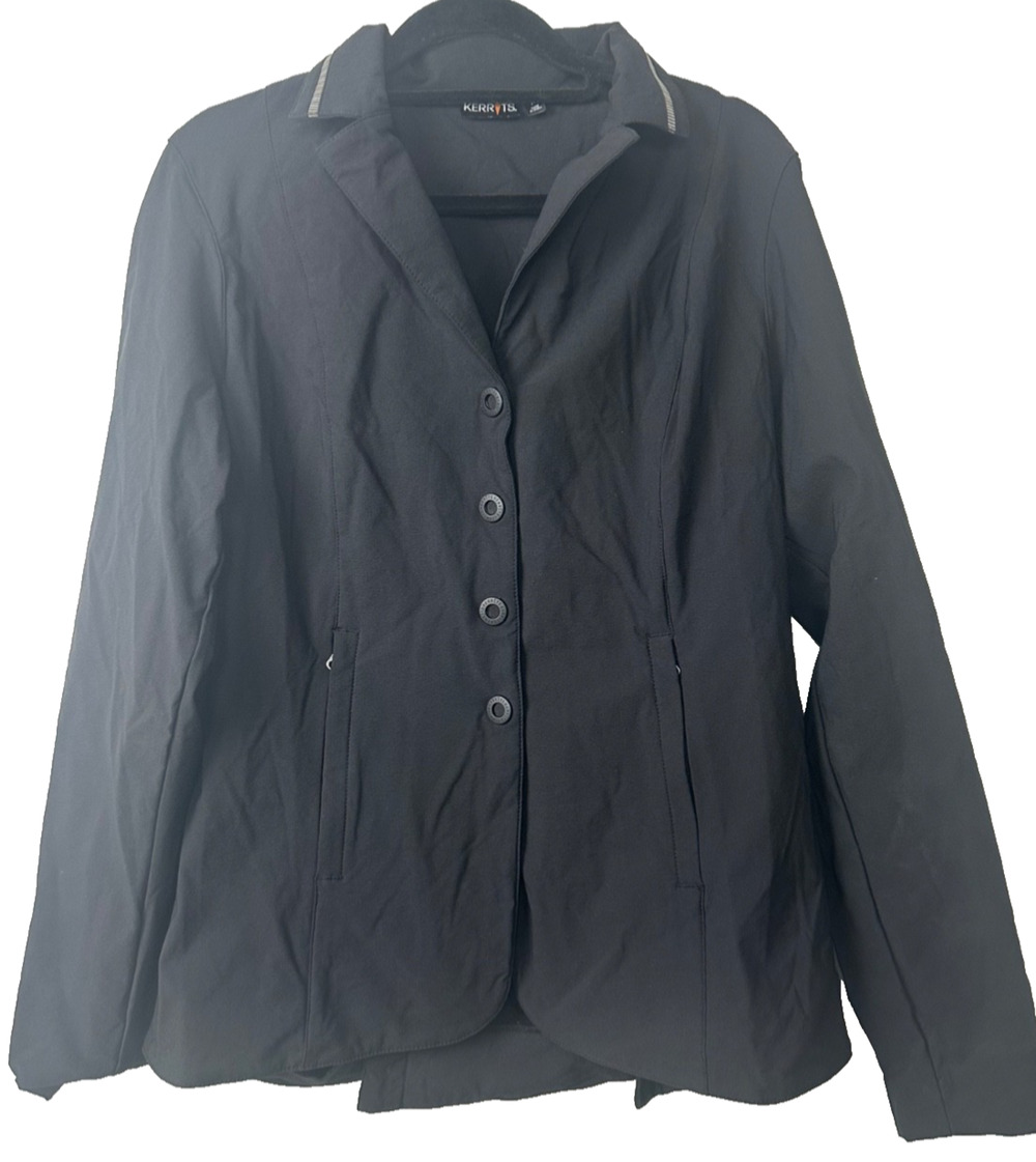 KERRITS Women’s Size M Black Softshell Equestrian Riding Jacket Coat Button A16